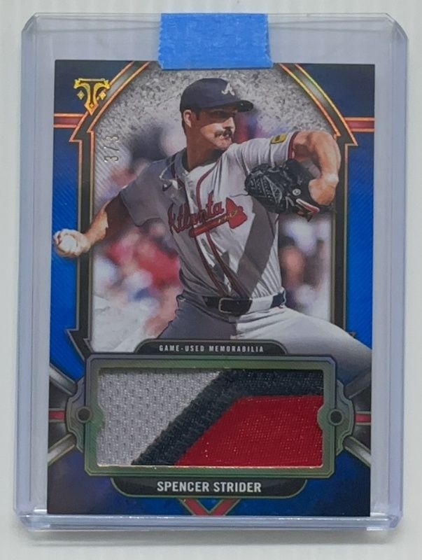 Spencer Strider 2024 Topps Triple Threads #SJR-SS Single Jumbo Relics - Sapphire /3 RAW