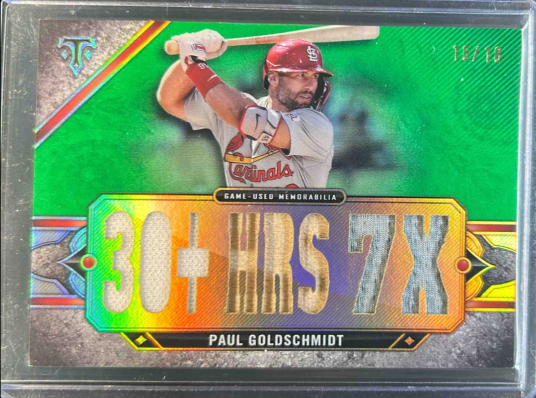 Paul Goldschmidt 2024 Topps Triple Threads #TTR-PG2 Relics - Emerald /18 RAW