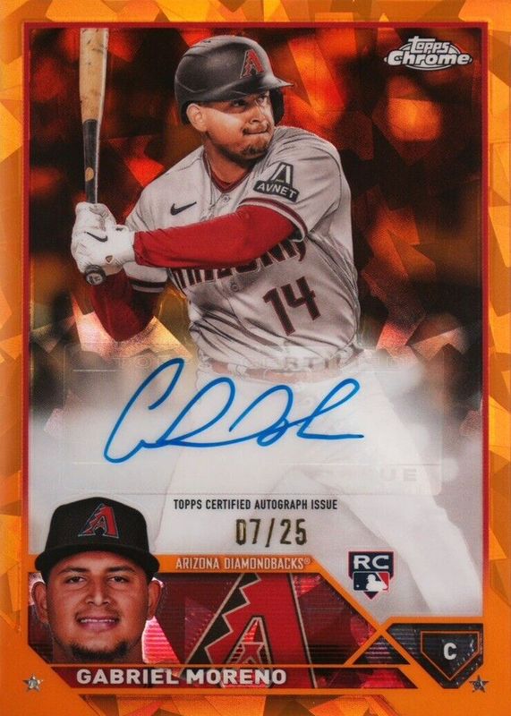 Gabriel Moreno 2023 Topps Chrome Update Sapphire Edition #USA-GM Autographs - Orange /25 Rookie PSA 10