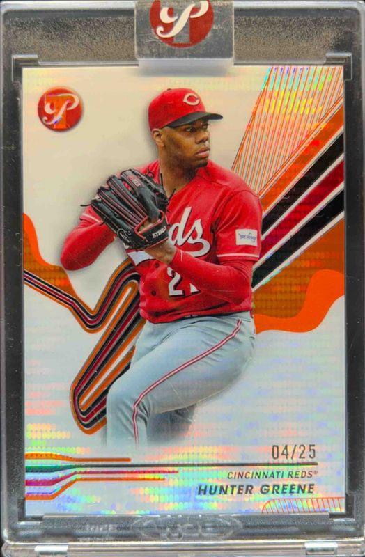 Hunter Greene 2024 Topps Pristine #56 Pristine Orange Refractor /25 RAW