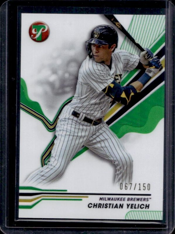 Christian Yelich 2024 Topps Pristine #157 Green Refractor /150 RAW