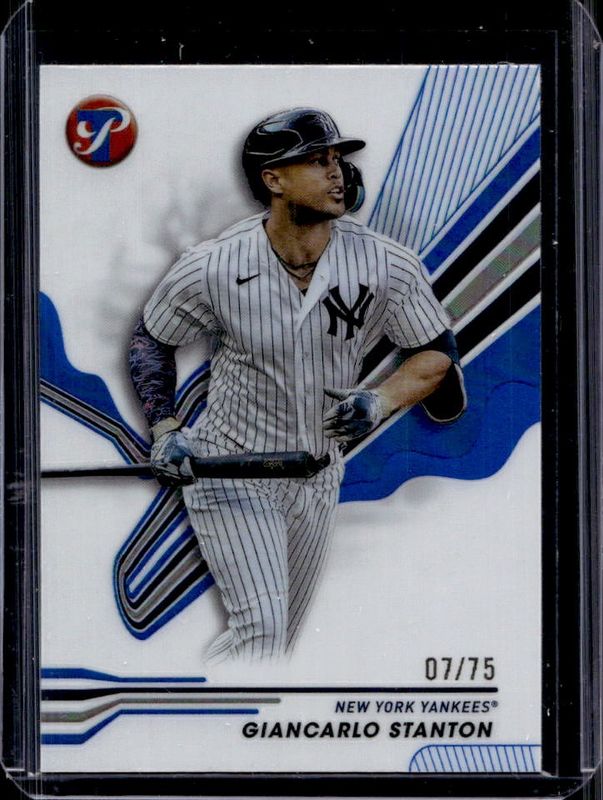 Giancarlo Stanton 2024 Topps Pristine #141 Blue Refractor /75 RAW
