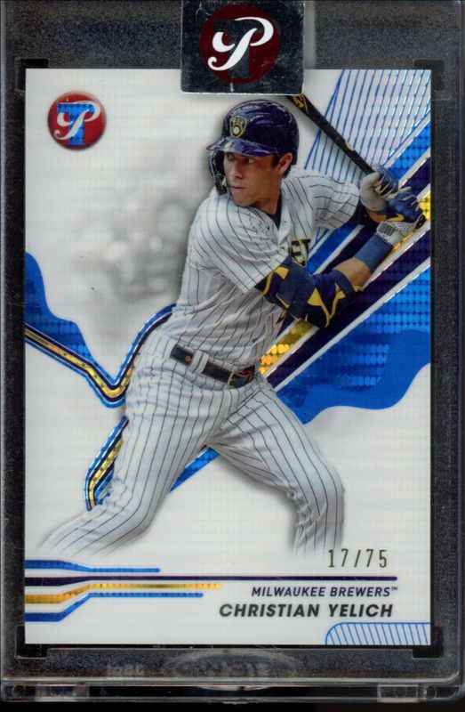 Christian Yelich 2024 Topps Pristine #157 Blue Refractor /75 RAW