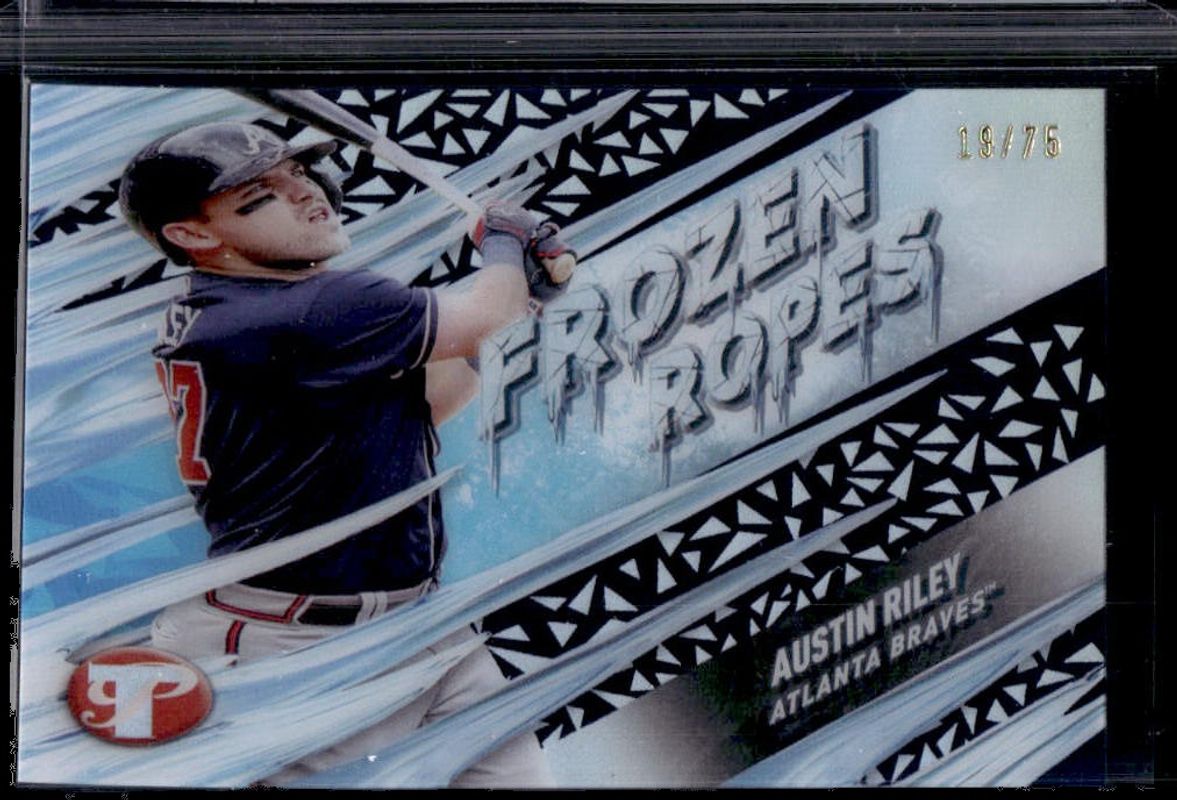 Austin Riley 2024 Topps Pristine #FR-14 Frozen Ropes - Blue Refractor /75 RAW