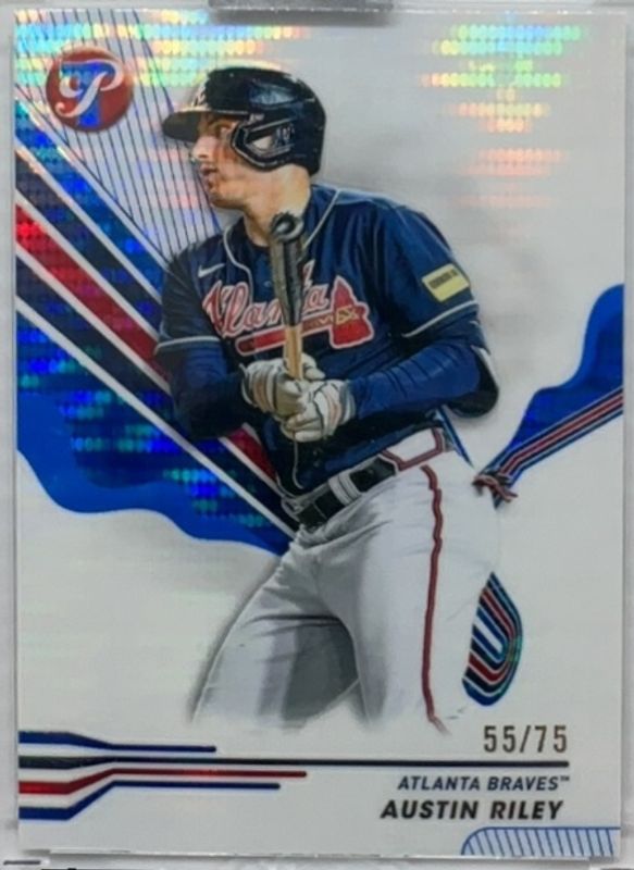 Austin Riley 2024 Topps Pristine #69 Pristine Blue Refractor /75 RAW