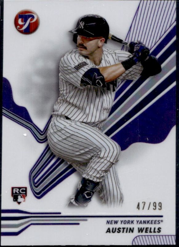 Austin Wells 2024 Topps Pristine #177 Purple Refractor /99 Rookie RAW