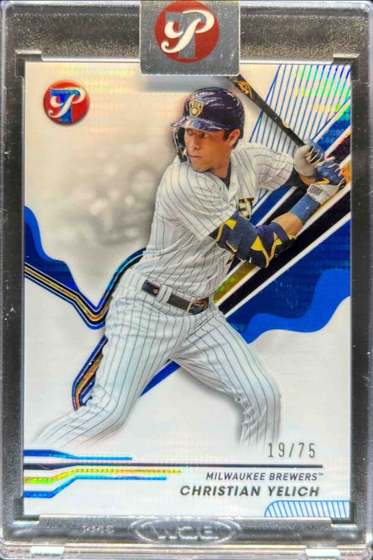 Christian Yelich 2024 Topps Pristine #157 Pristine Blue Refractor /75 RAW