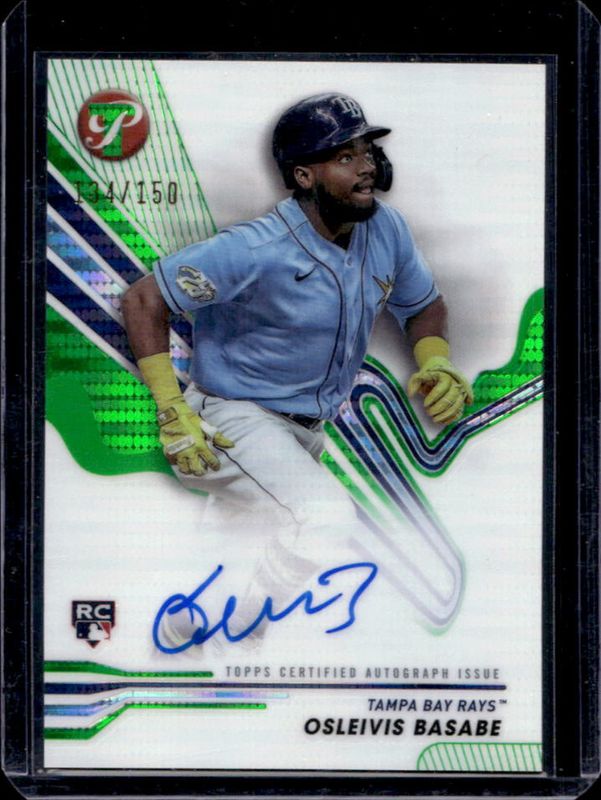 Osleivis Basabe 2024 Topps Pristine #PA-OB Pristine Autographs - Green Pristine Refractor /150 Rookie RAW