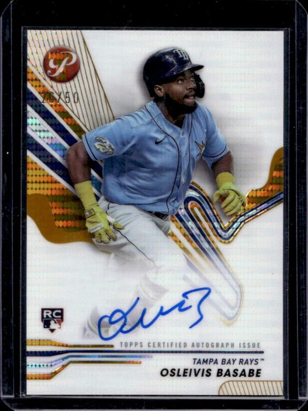 Osleivis Basabe 2024 Topps Pristine #PA-OB Pristine Autographs - Gold Pristine Refractor /50 Rookie RAW