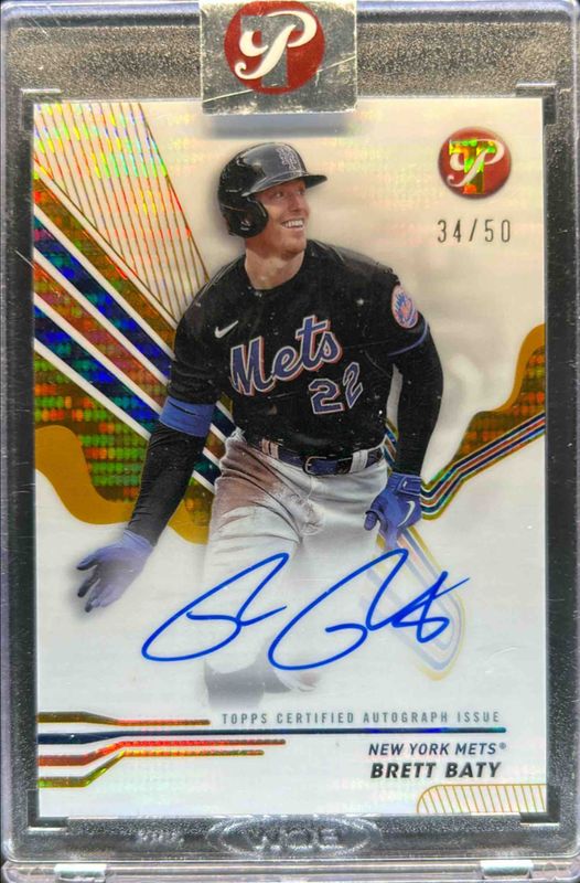 Brett Baty 2024 Topps Pristine #PA-BB Pristine Autographs - Gold Pristine Refractor /50 RAW