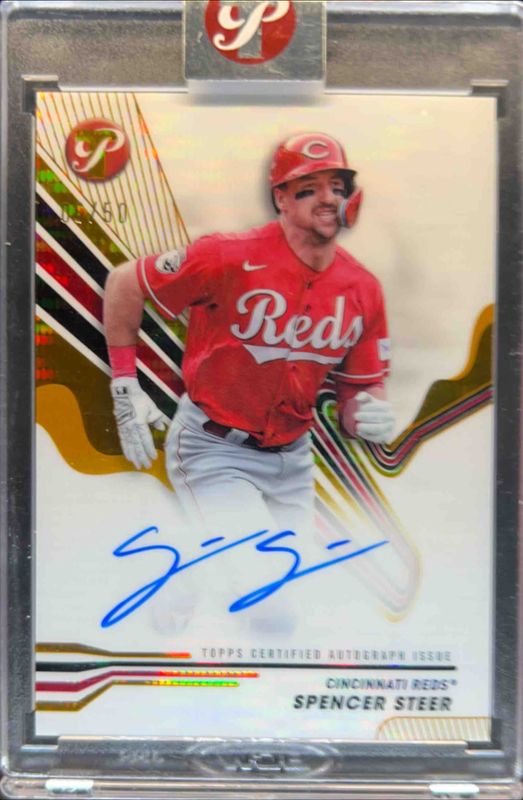 Spencer Steer 2024 Topps Pristine #PA-SS Pristine Autographs - Gold Pristine Refractor /50 RAW