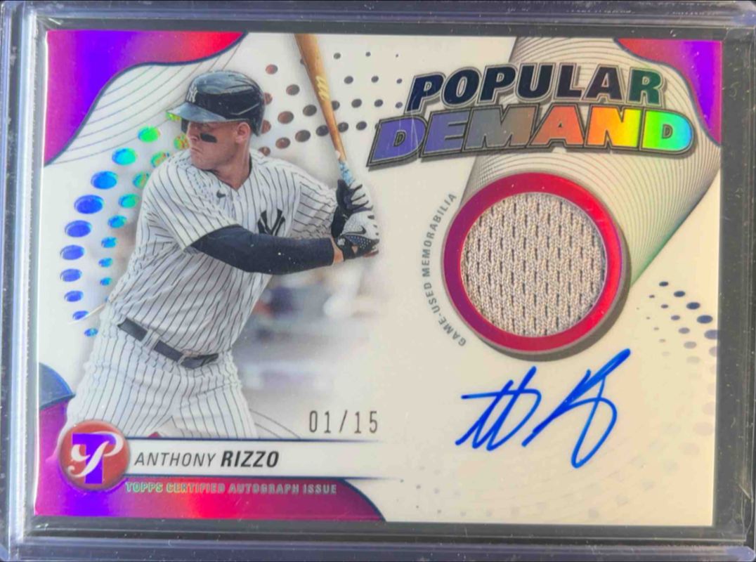 Anthony Rizzo 2024 Topps Pristine #DPAR-ARI Popular Demand Autographs Relics - Pink Refractor /15 RAW