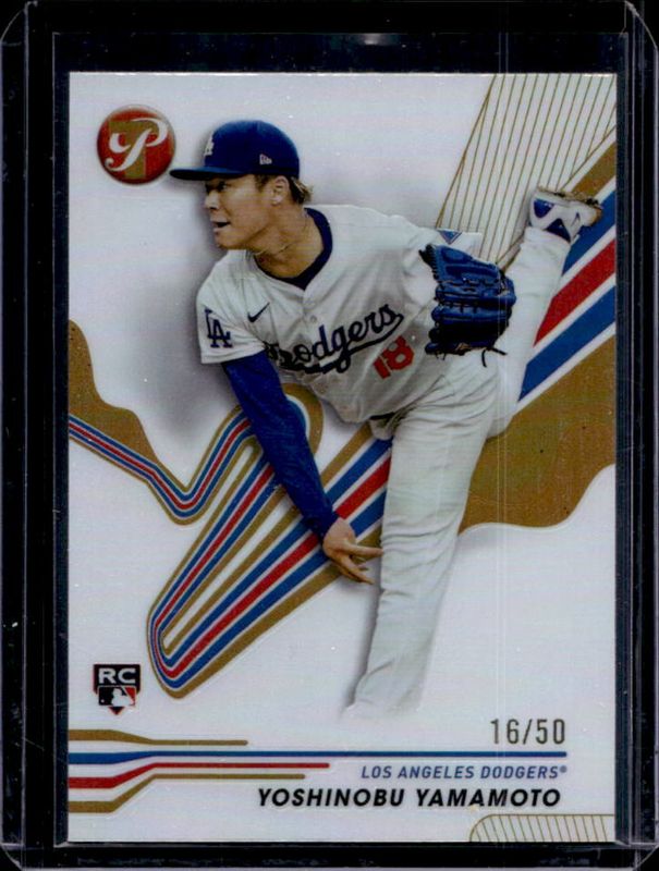 Yoshinobu Yamamoto 2024 Topps Pristine #117 Gold Refractor /50 Rookie RAW