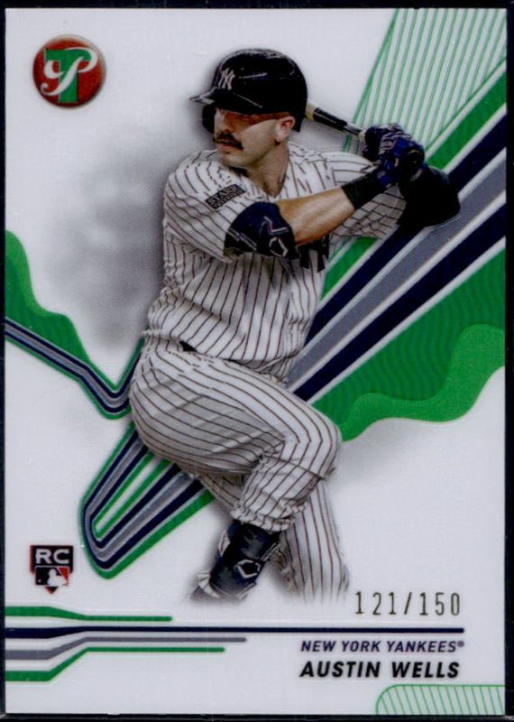 Austin Wells 2024 Topps Pristine #177 Green Refractor /150 Rookie RAW