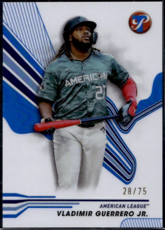 Aaron Judge / Bobby Witt Jr. / Vladimir Guerrero Jr. 2024 Topps Pristine #289 Blue Refractor /75 RAW