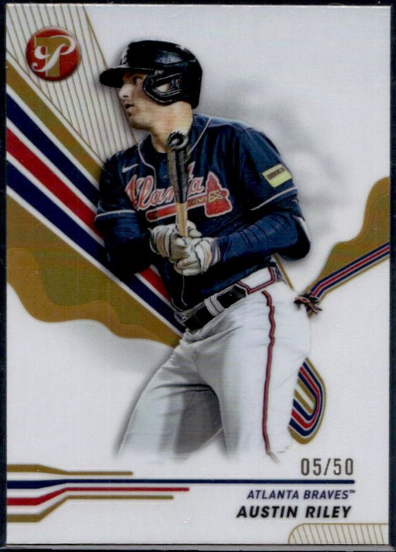 Austin Riley 2024 Topps Pristine #69 Gold Refractor /50 RAW