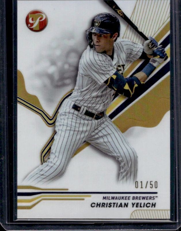 Christian Yelich 2024 Topps Pristine #157 Gold Refractor /50 RAW
