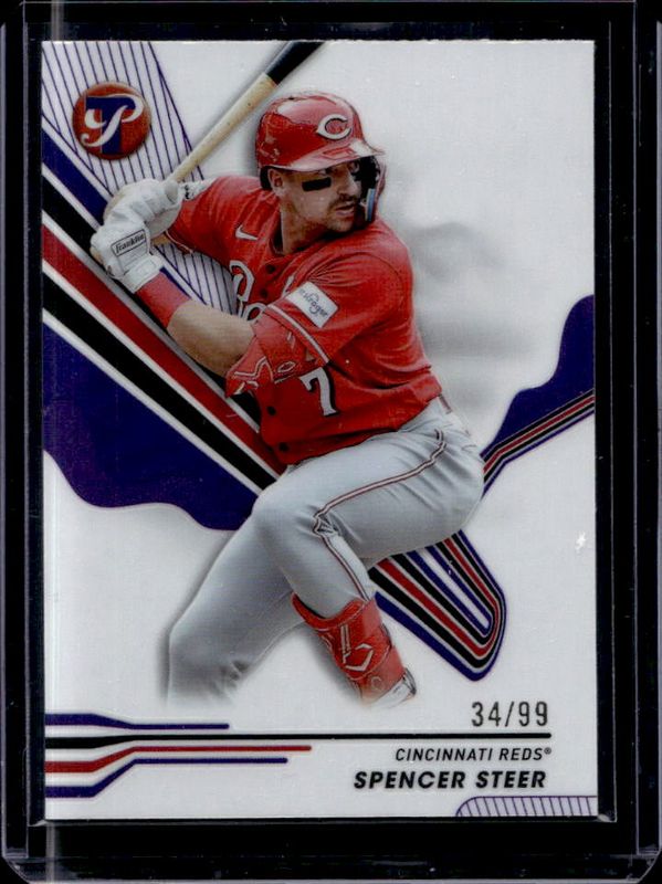 Spencer Steer 2024 Topps Pristine #64 Purple Refractor /99 RAW