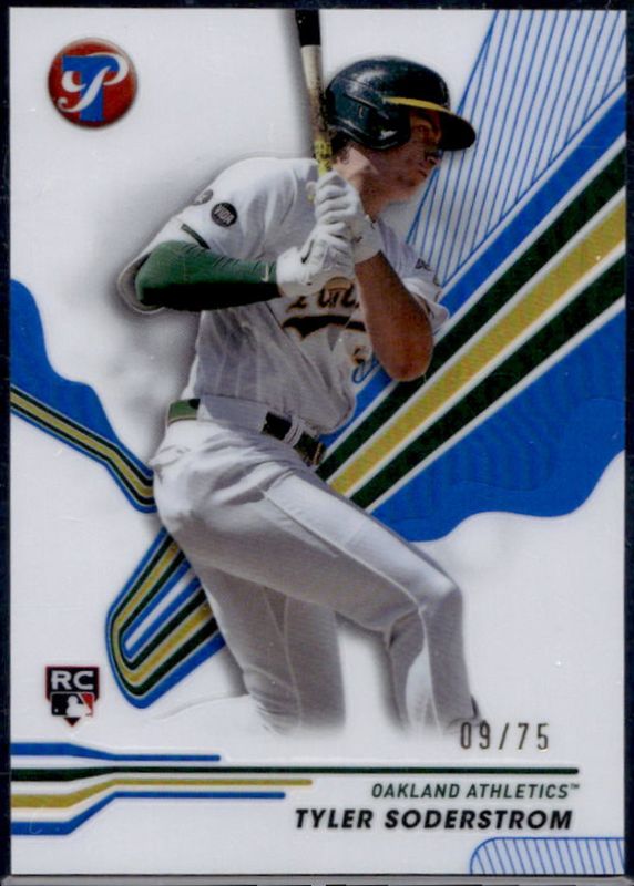 Tyler Soderstrom 2024 Topps Pristine #195 Blue Refractor /75 Rookie RAW
