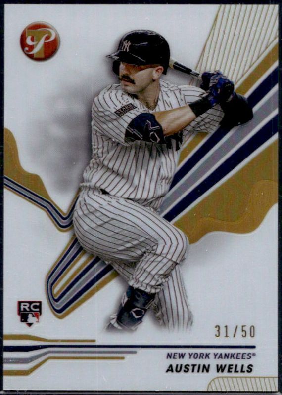 Austin Wells 2024 Topps Pristine #177 Gold Refractor /50 Rookie RAW