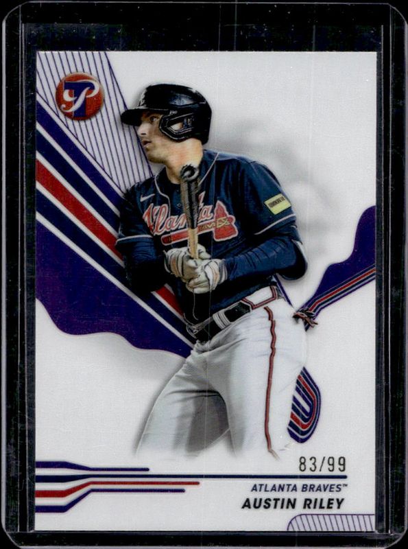 Austin Riley 2024 Topps Pristine #69 Purple Refractor /99 RAW