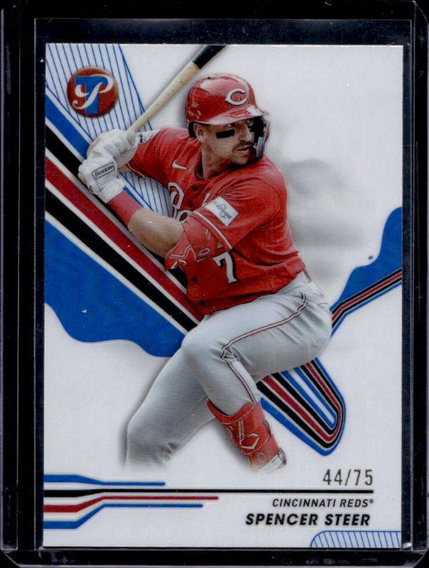 Spencer Steer 2024 Topps Pristine #64 Blue Refractor /75 RAW