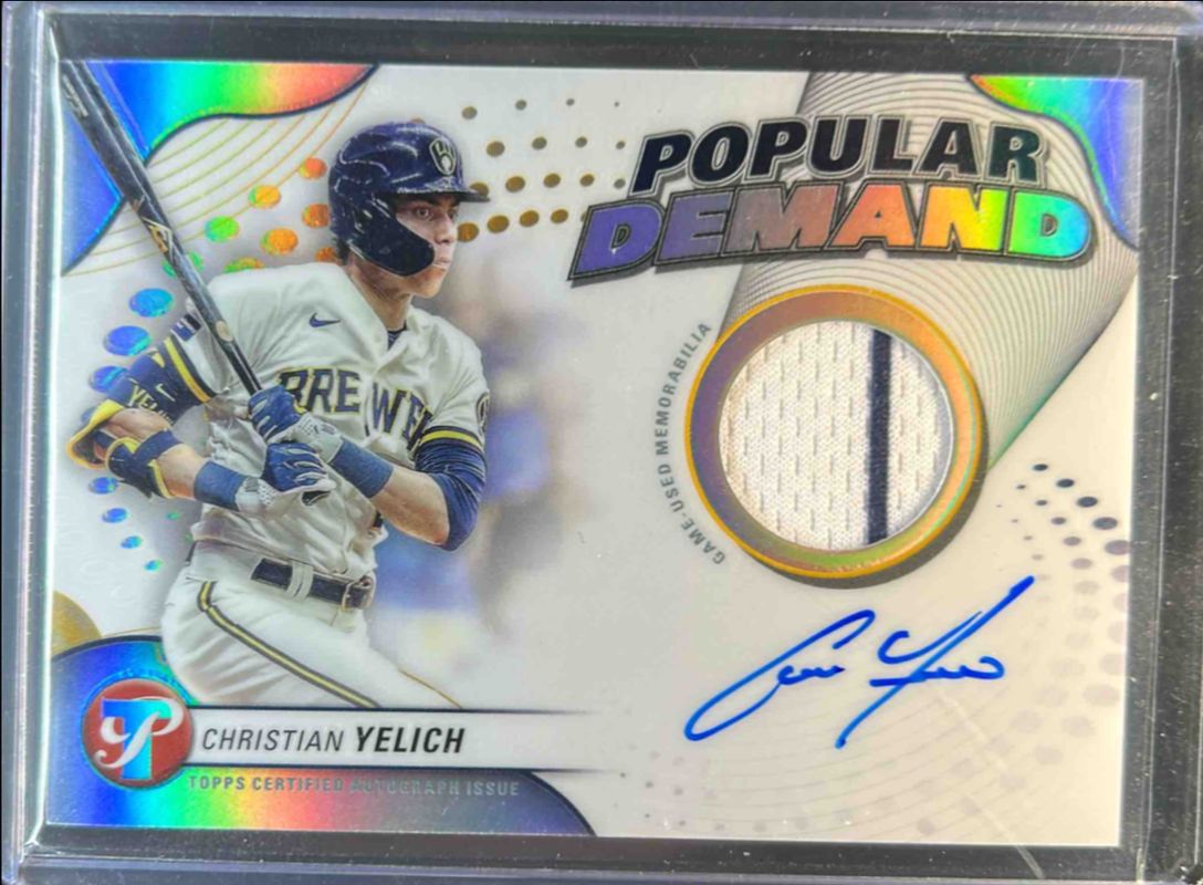 Christian Yelich 2024 Topps Pristine #DPAR-CY Popular Demand Autographs Relics RAW