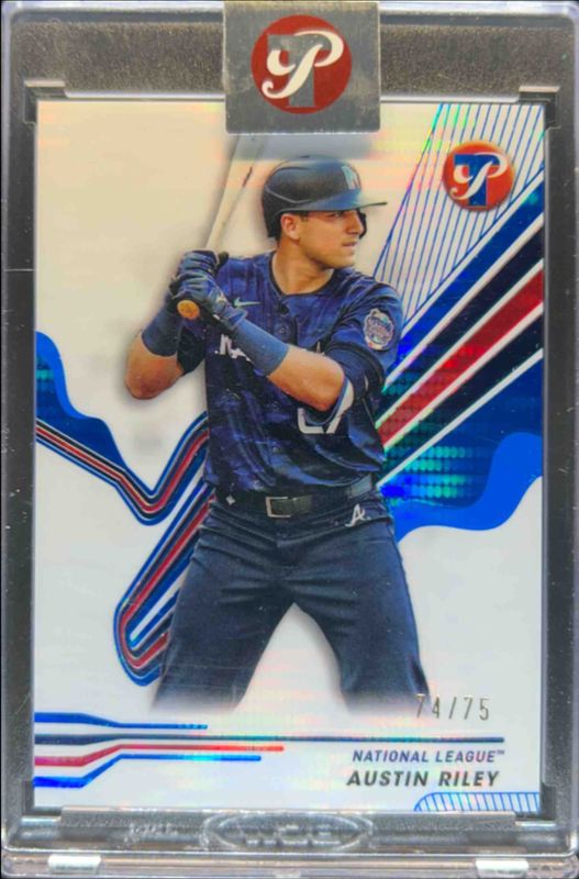 Austin Riley 2024 Topps Pristine #270 Pristine Blue Refractor /75 RAW