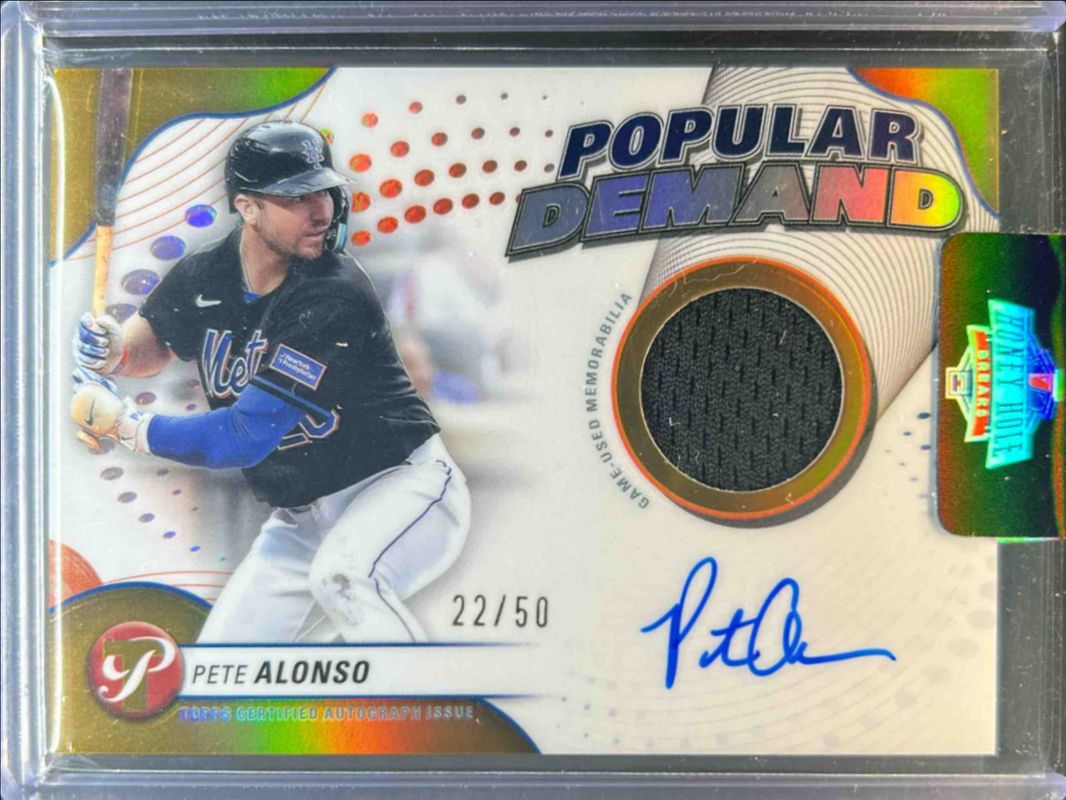 Pete Alonso 2024 Topps Pristine #DPAR-PA Popular Demand Autographs Relics - Gold Refractor /50 RAW