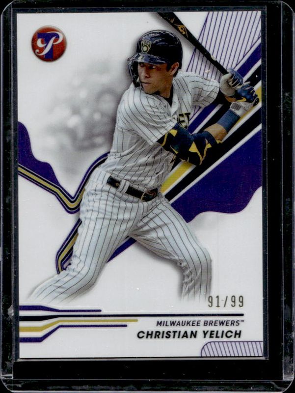 Christian Yelich 2024 Topps Pristine #157 Purple Refractor /99 RAW