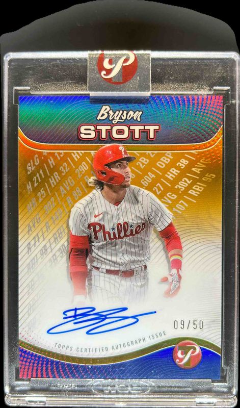 Bryson Stott 2024 Topps Pristine #PPA-BS Pristine Production Autographs - Gold Refractor /50 RAW