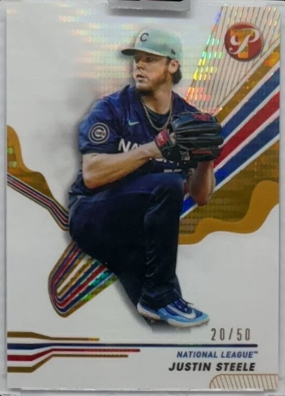 Justin Steele 2024 Topps Pristine #281 Pristine Gold Refractor /50 RAW
