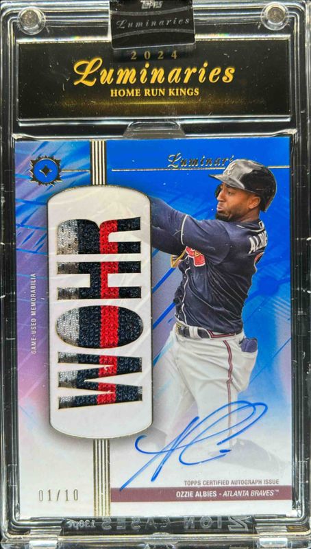 Ozzie Albies 2024 Topps Luminaries #HRKAR-OA Home Run Kings Autographs Relics - Blue /10 RAW