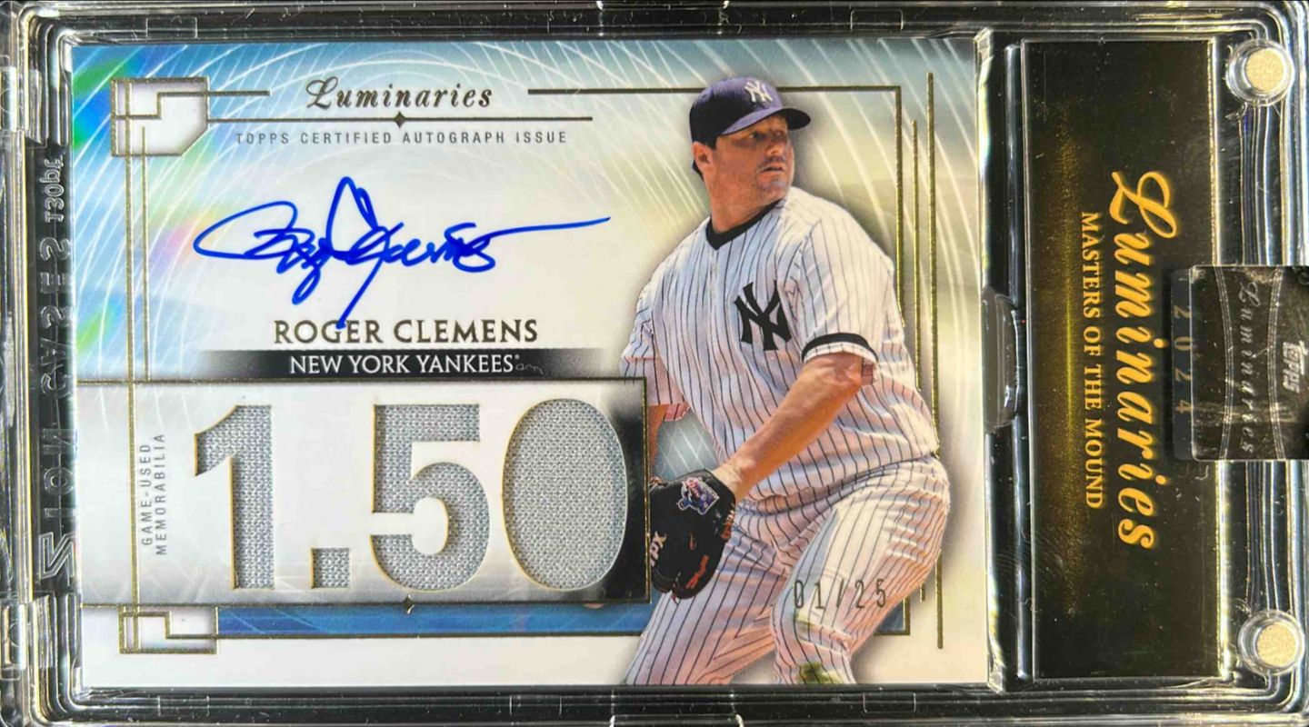 Roger Clemens 2024 Topps Luminaries #MOMAR-RC2 Masters of the Mound Autographs Relics /25 RAW