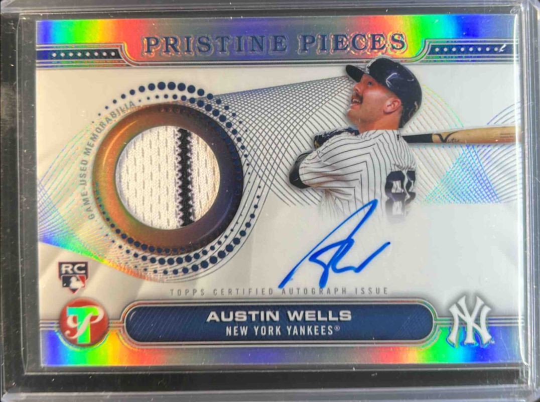 Austin Wells 2024 Topps Pristine #PPAR-AW Pristine Pieces Autographs Relics Rookie RAW