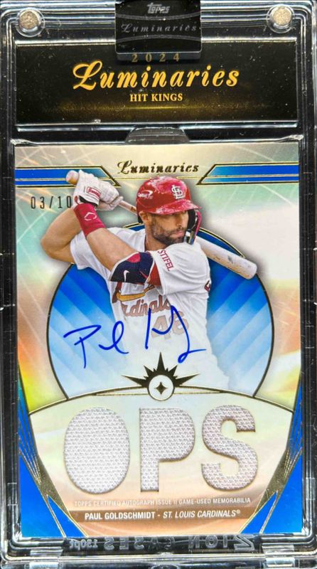 Paul Goldschmidt 2024 Topps Luminaries #HKAR-PG Hit Kings Autographs Relics - Blue /10 RAW