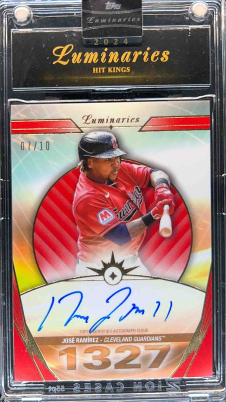 Jose Ramirez 2024 Topps Luminaries #HK-JRA Hit Kings Autographs - Red /10 RAW