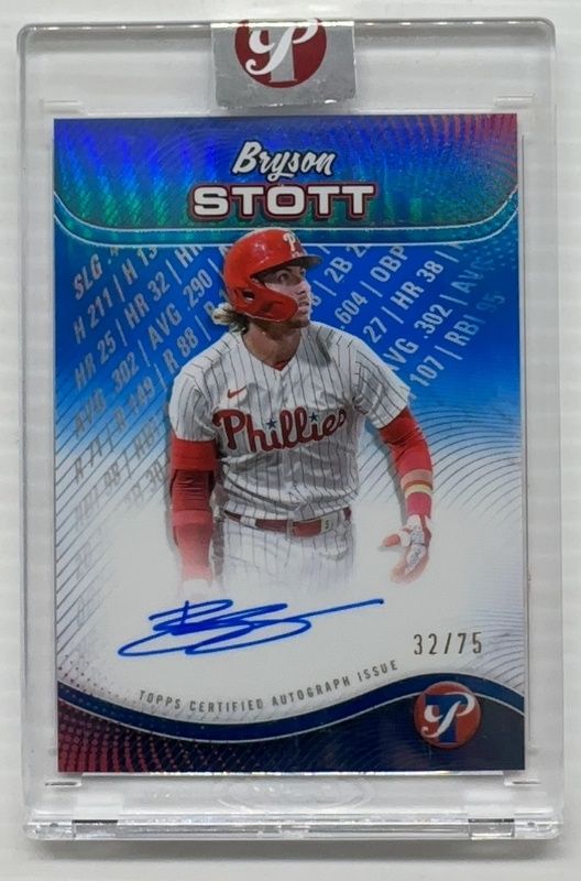 Bryson Stott 2024 Topps Pristine #PPA-BS Pristine Production Autographs - Blue Refractor /75 RAW