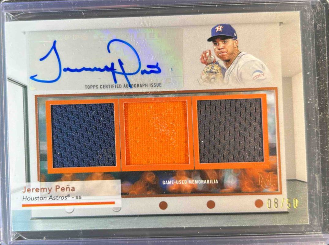 2024 Topps Museum Collection #SWTRA-JP Single Player Signatures Swatches Triple Relic Autographs - Copper /50