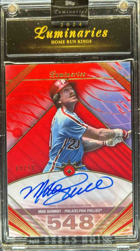 Mike Schmidt 2024 Topps Luminaries #HRK-MS Home Run Kings Autographs - Red /10 RAW
