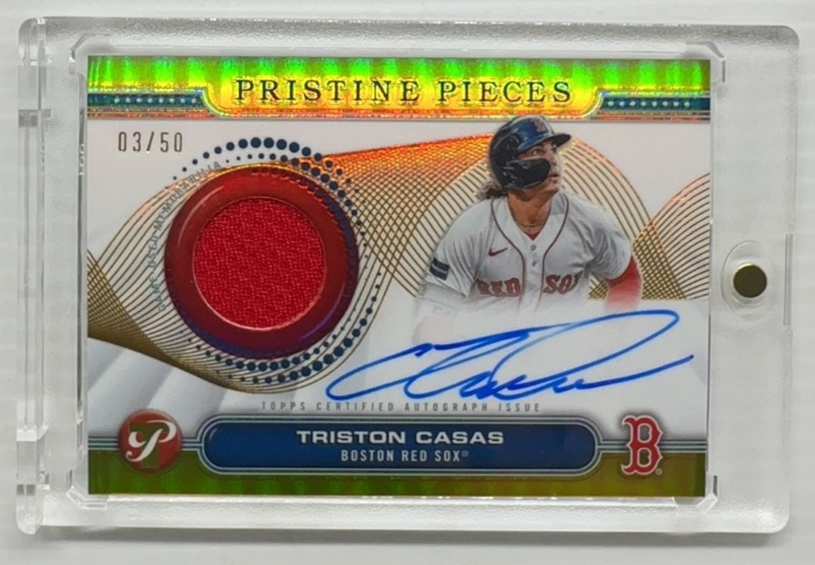 Triston Casas 2024 Topps Pristine #PPAR-TC Pristine Pieces Autographs Relics - Gold Refractor /50 RAW