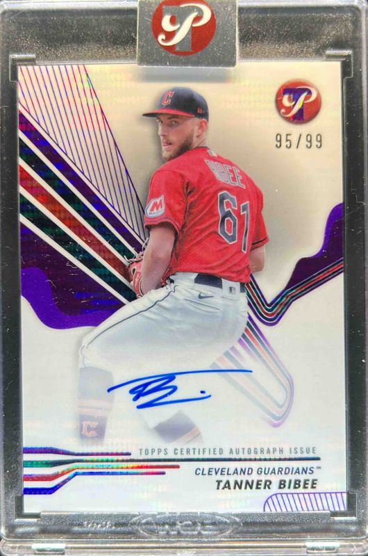 Tanner Bibee 2024 Topps Pristine #PA-TB Pristine Autographs - Purple Pristine Refractor /99 RAW