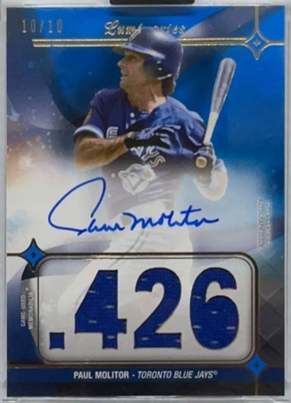 Paul Molitor 2024 Topps Luminaries #HKAR-PM Hit Kings Autographs Relics - Blue /10 RAW
