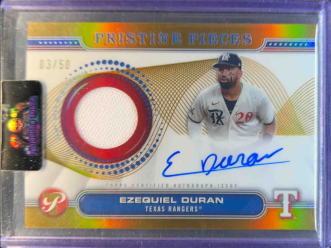 Ezequiel Duran 2024 Topps Pristine #PPAR-ED Pristine Pieces Autographs Relics - Gold Refractor /50 RAW