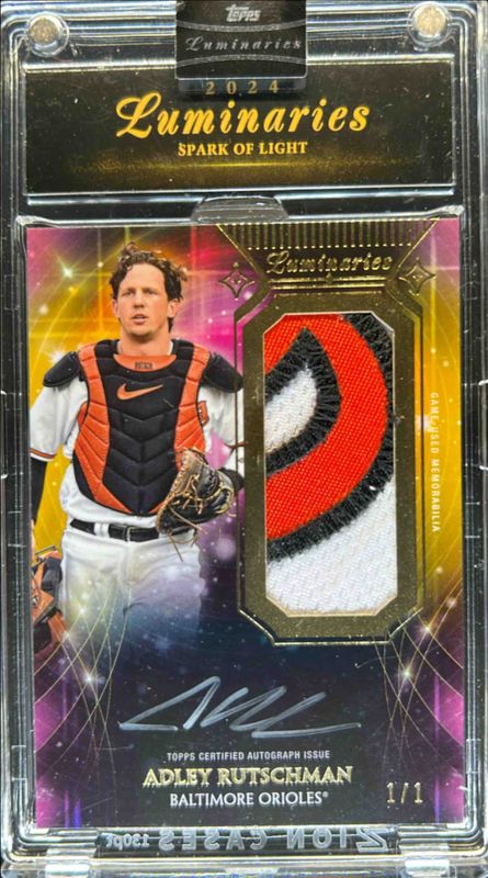 Adley Rutschman 2024 Topps Luminaries #SLP-AR Spark of Light Autographs Patch - Gold /1 RAW