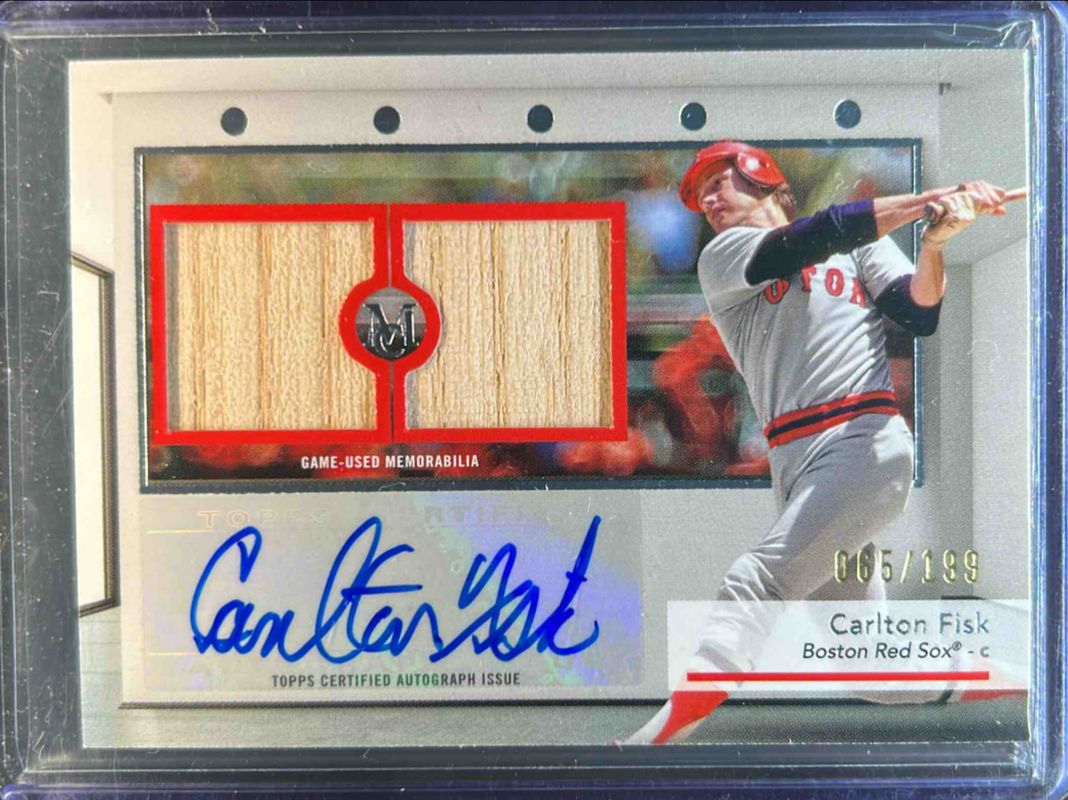 Carlton Fisk 2024 Topps Museum Collection #SWDRA-CF Single Player Signatures Swatches Dual Relic Autographs /299 RAW