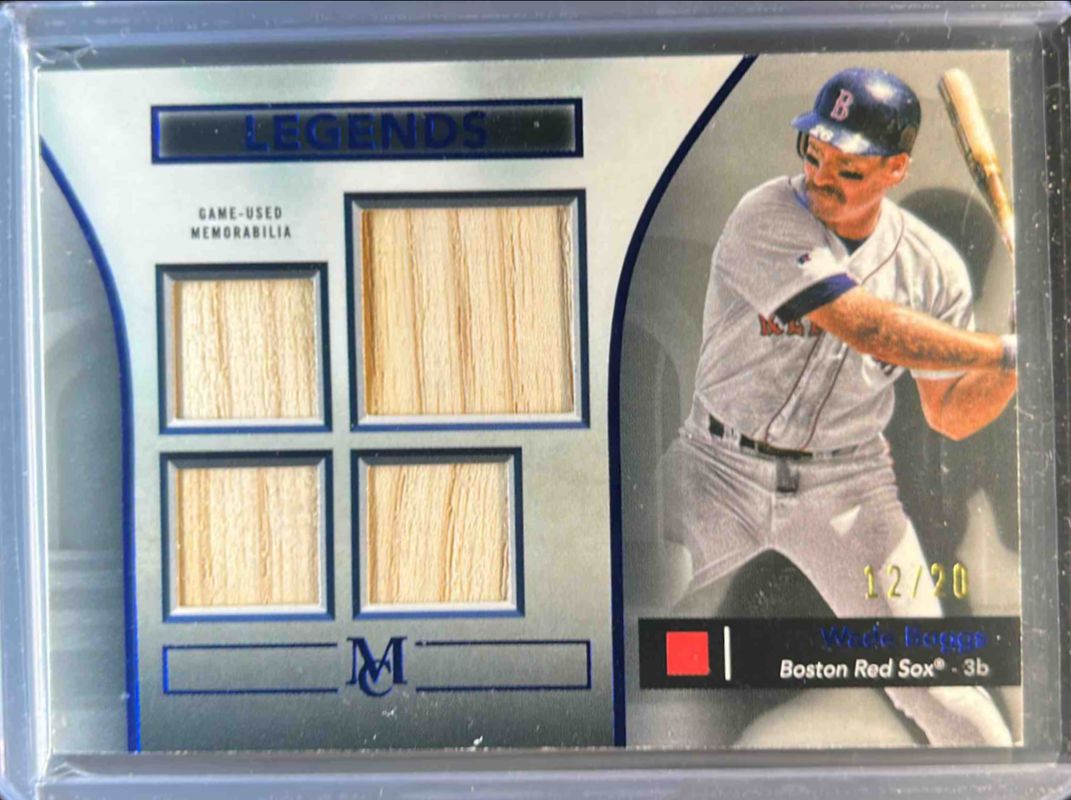 Wade Boggs 2024 Topps Museum Collection #SPPQR-WB Single Player Primary Pieces Quad Relics Legends - Sapphire /20 RAW