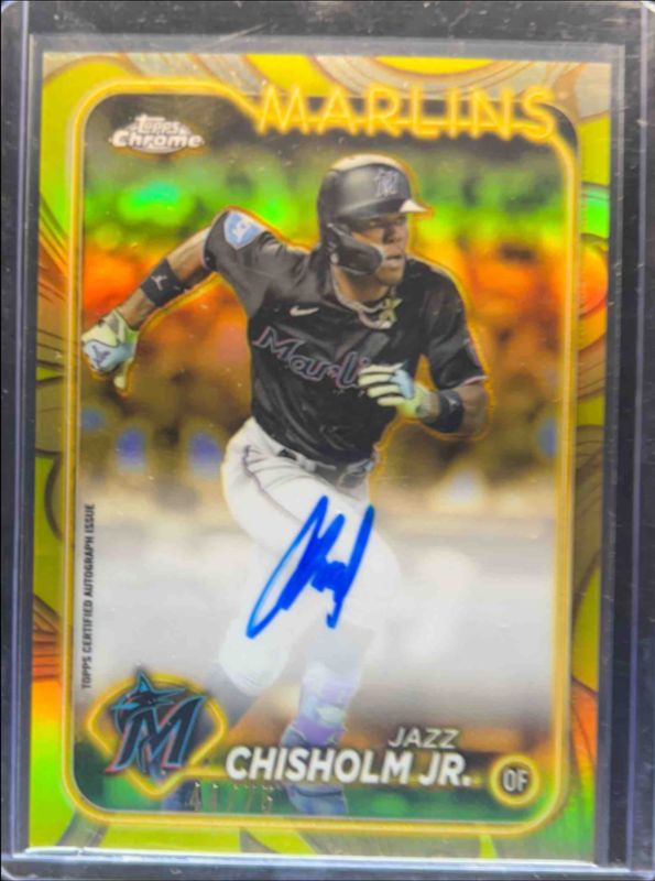 Jazz Chisholm Jr. 2024 Topps Gilded Collection #CGA-JCJ Topps Chrome Gold Autographs - Yellow-Gold /75 RAW