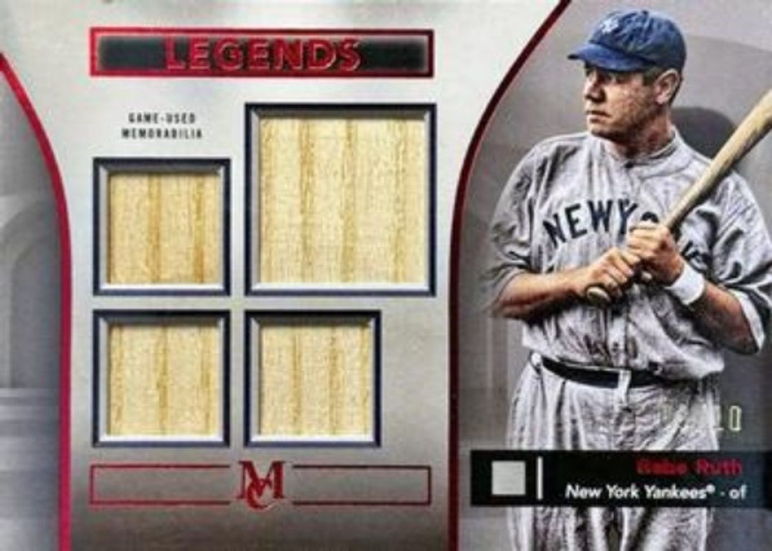 Babe Ruth 2024 Topps Museum Collection #SPPQR-BR Single Player Primary Pieces Quad Relics Legends - Ruby /10 RAW