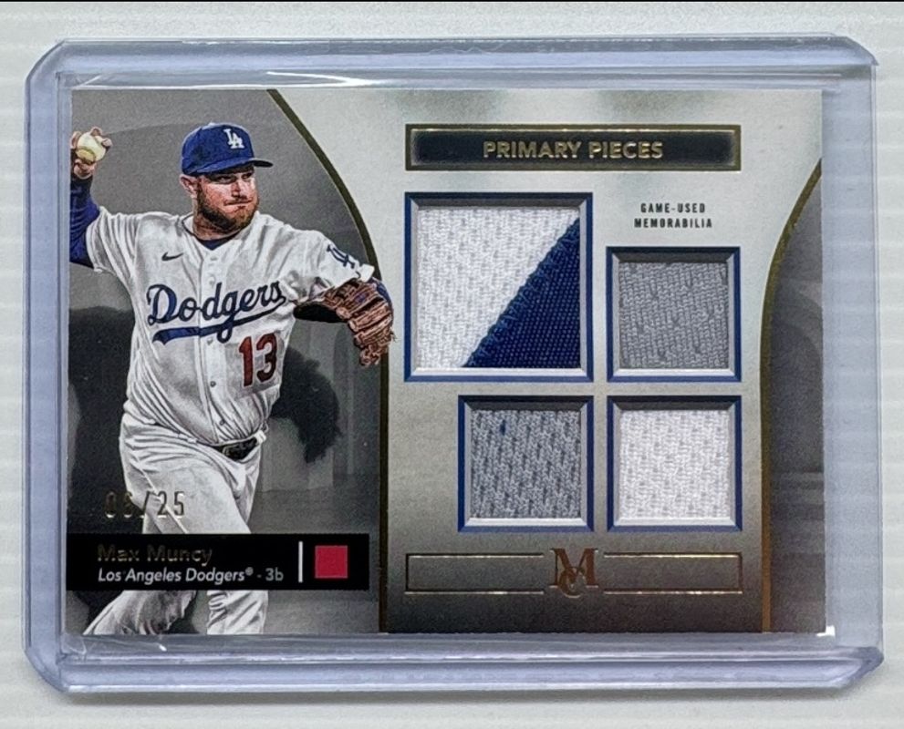Max Muncy (Athletics) 2024 Topps Museum Collection #SPPQ-MM Single Player Primary Pieces Quad Relics - Gold /25 RAW